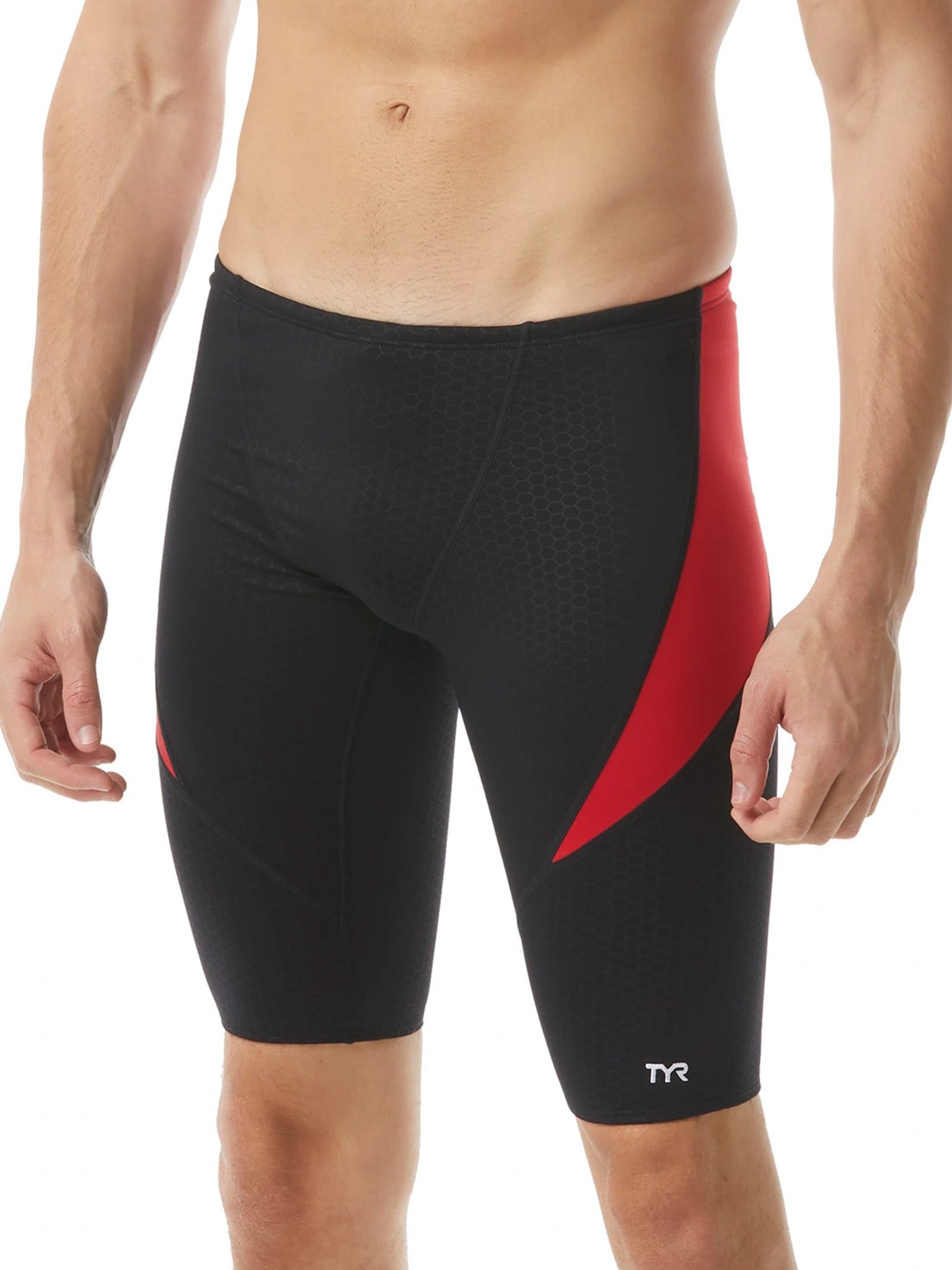 Men's Durafast Elite Hexa Curve Splice Jammer Swimsuit - Black/Red
