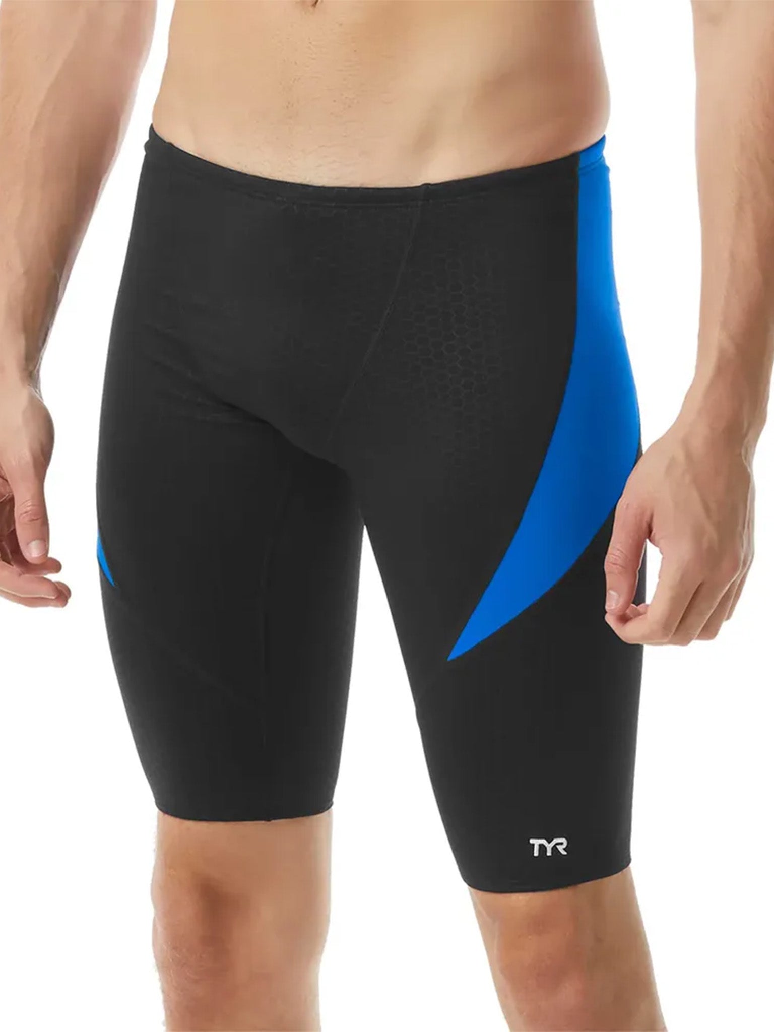 Men's Durafast Elite Hexa Curve Splice Jammer Swimsuit - Black/Blue