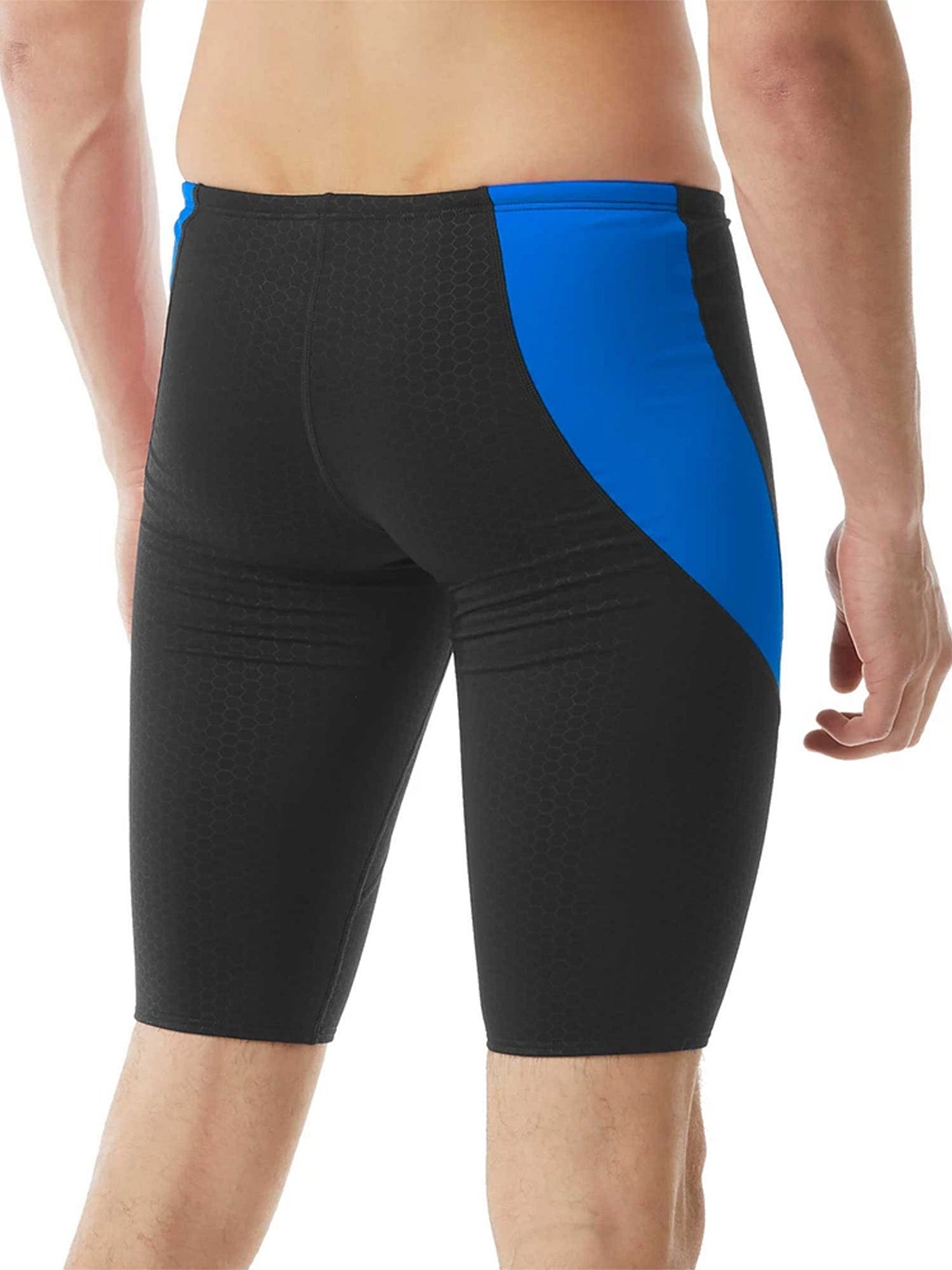 Men's Durafast Elite Hexa Curve Splice Jammer Swimsuit - Black/Blue