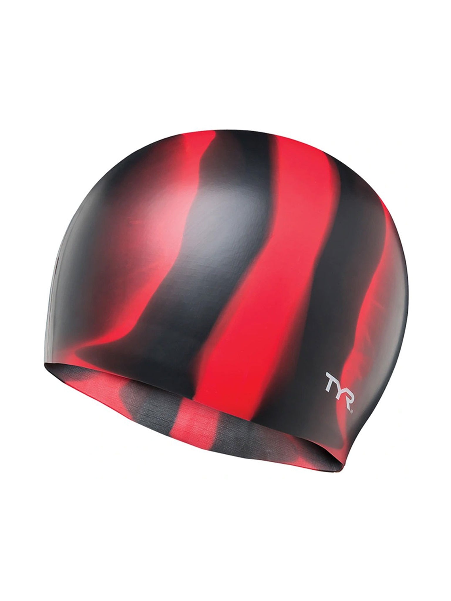 Tie Dye Silicone Swimming Cap - Black/Red