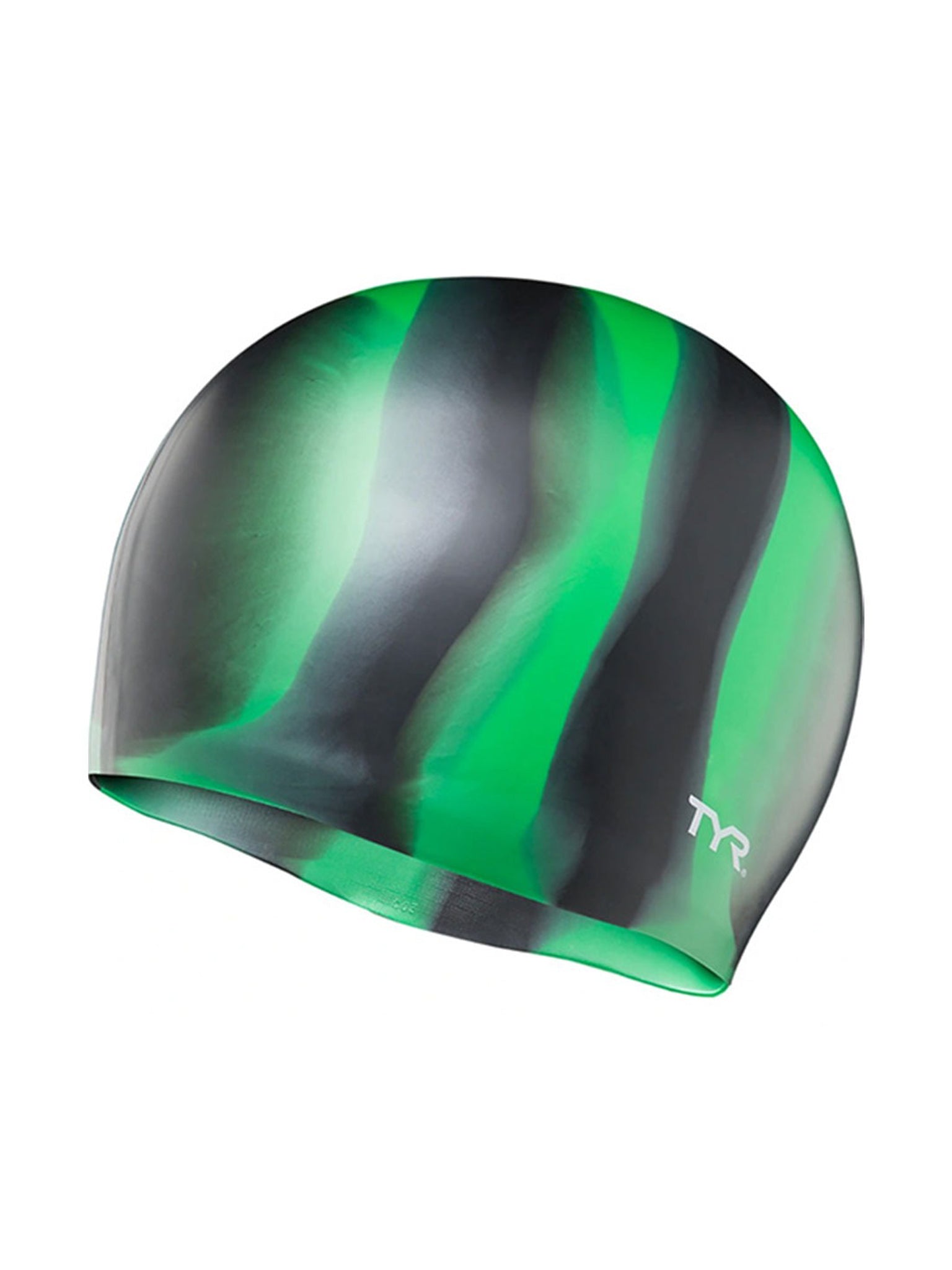 Tie Dye Silicone Swimming Cap - Black/Green