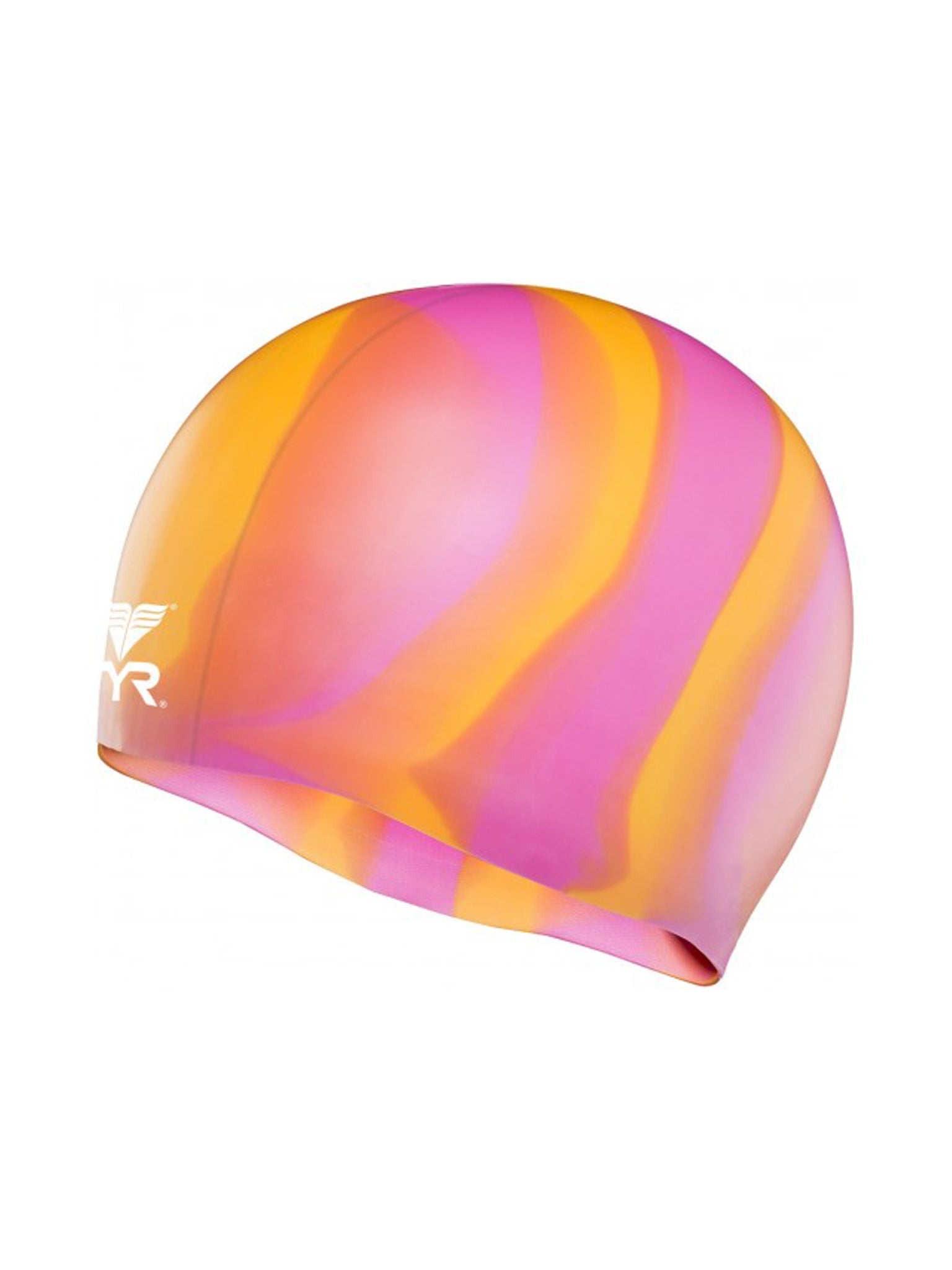 Tie Dye Silicone Swimming Cap - Orange/Pink