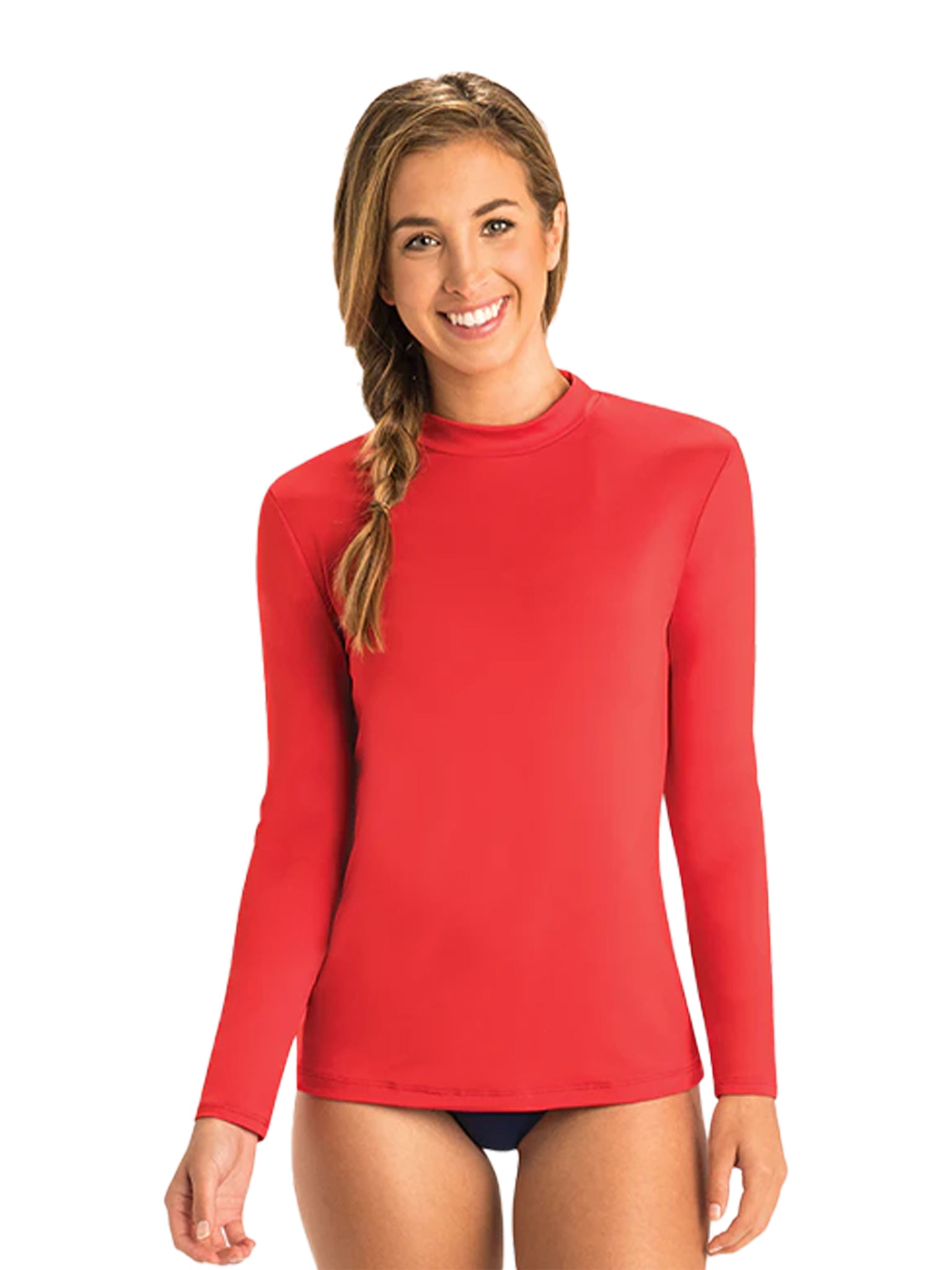 Rashguard à manches longues et col montant - Rouge