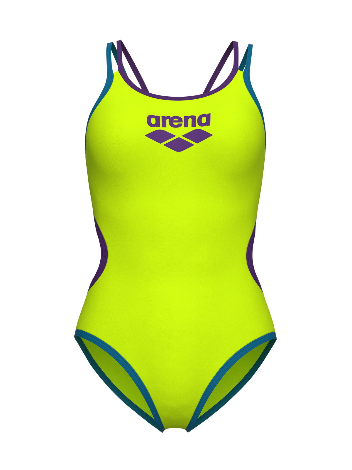 Maillot de bain une-pièce One Double Cross back pour femmes - Artic Lime/Bleu Cosmo/Prune