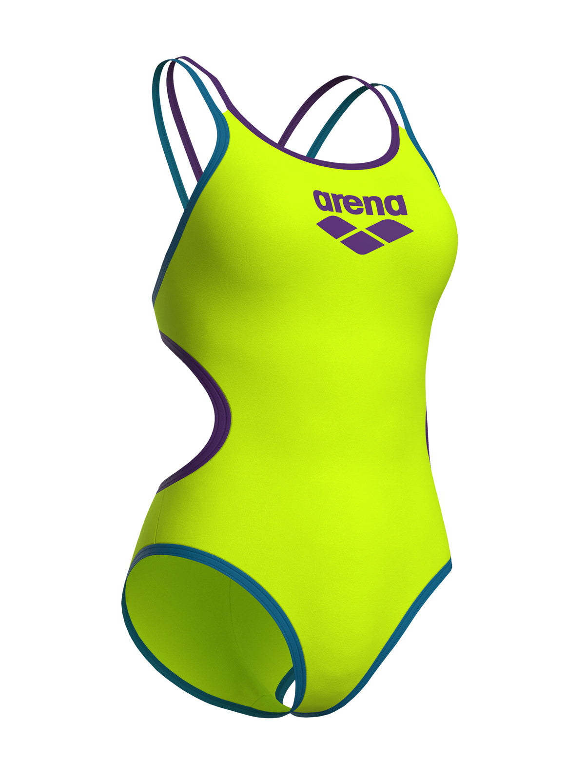 Maillot de bain une-pièce One Double Cross back pour femmes - Artic Lime/Bleu Cosmo/Prune