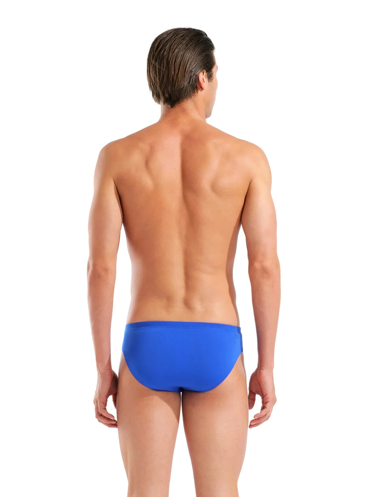 Brief de natation Team Solid pour hommes - Neon Blue/Team Orange