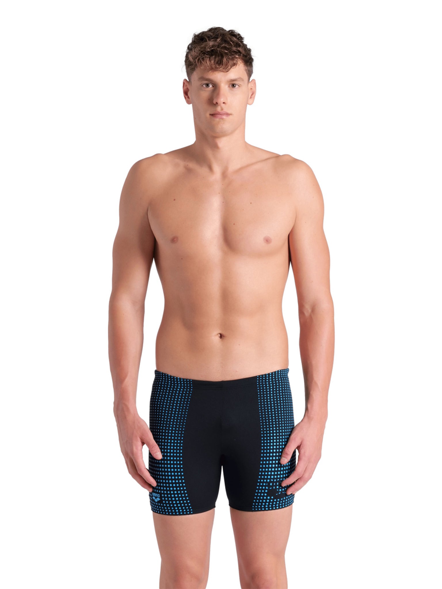 Maillot de natation coupe carrée Foggy Dots pour hommes - Noir