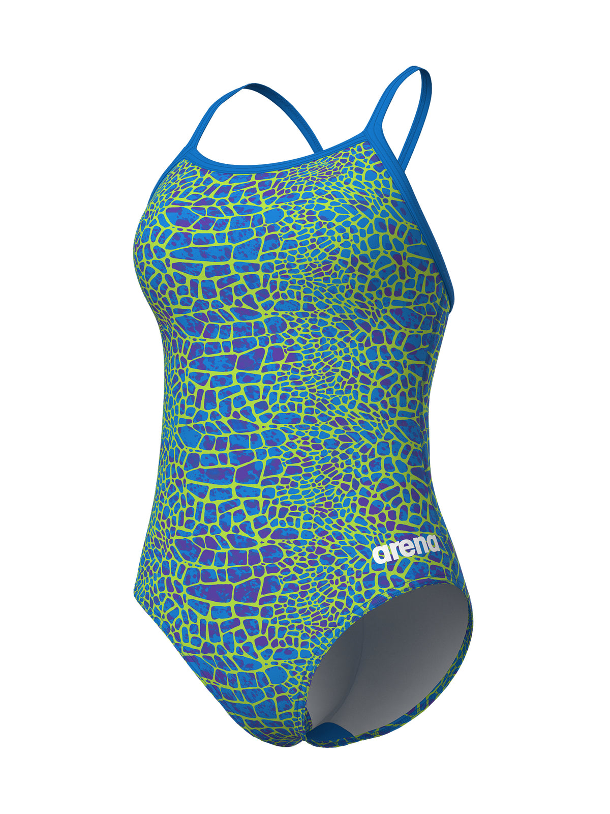 Women’s Snakeskin Lightdrop Back One-Piece Swimsuit – Blue Cosmo/Multi Blue Cosmo