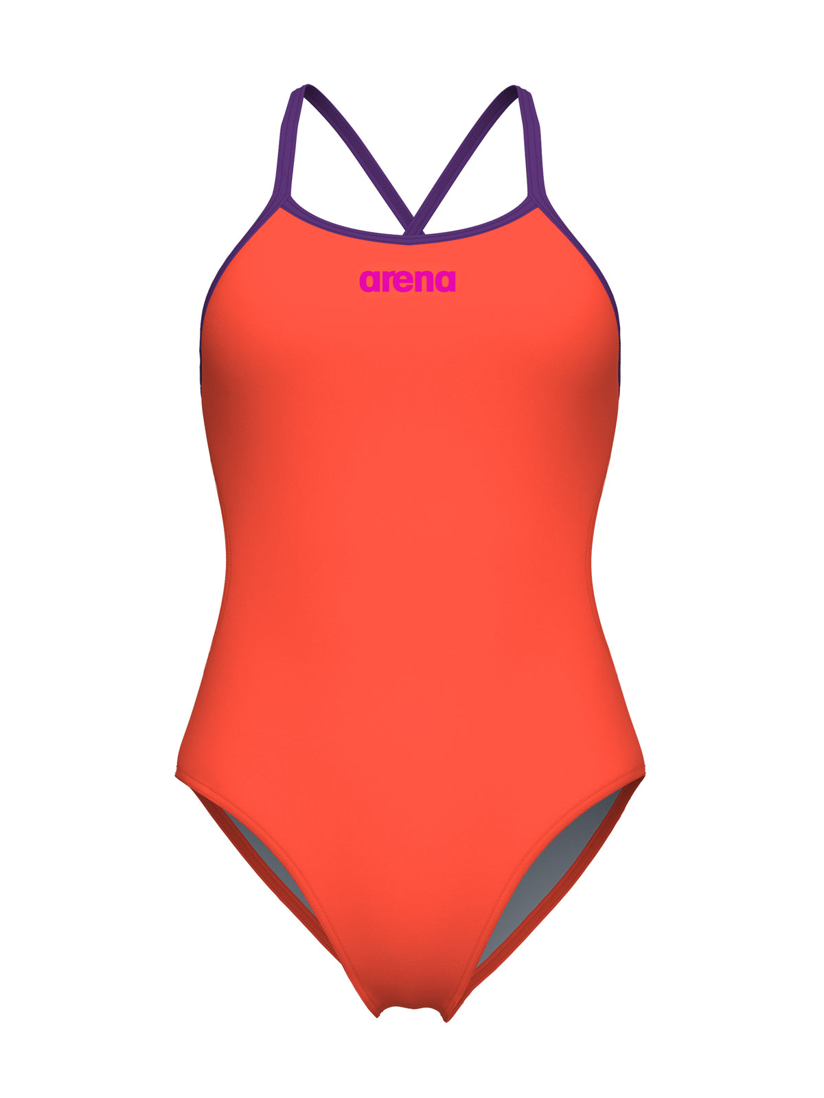 Maillot de bain une-pièce Solid Tie Back pour femmes - Bright Coral/Prune