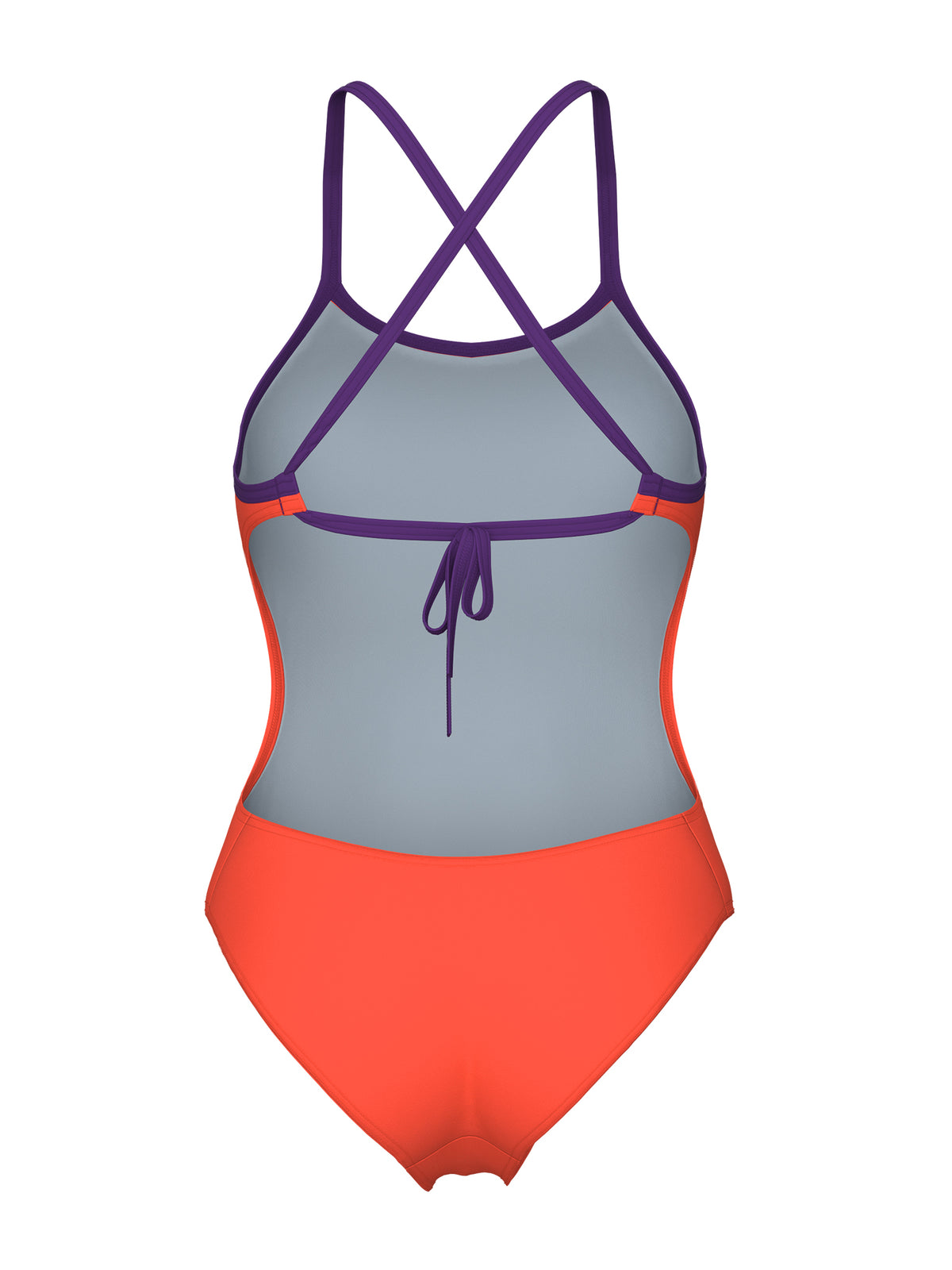 Maillot de bain une-pièce Solid Tie Back pour femmes - Bright Coral/Prune