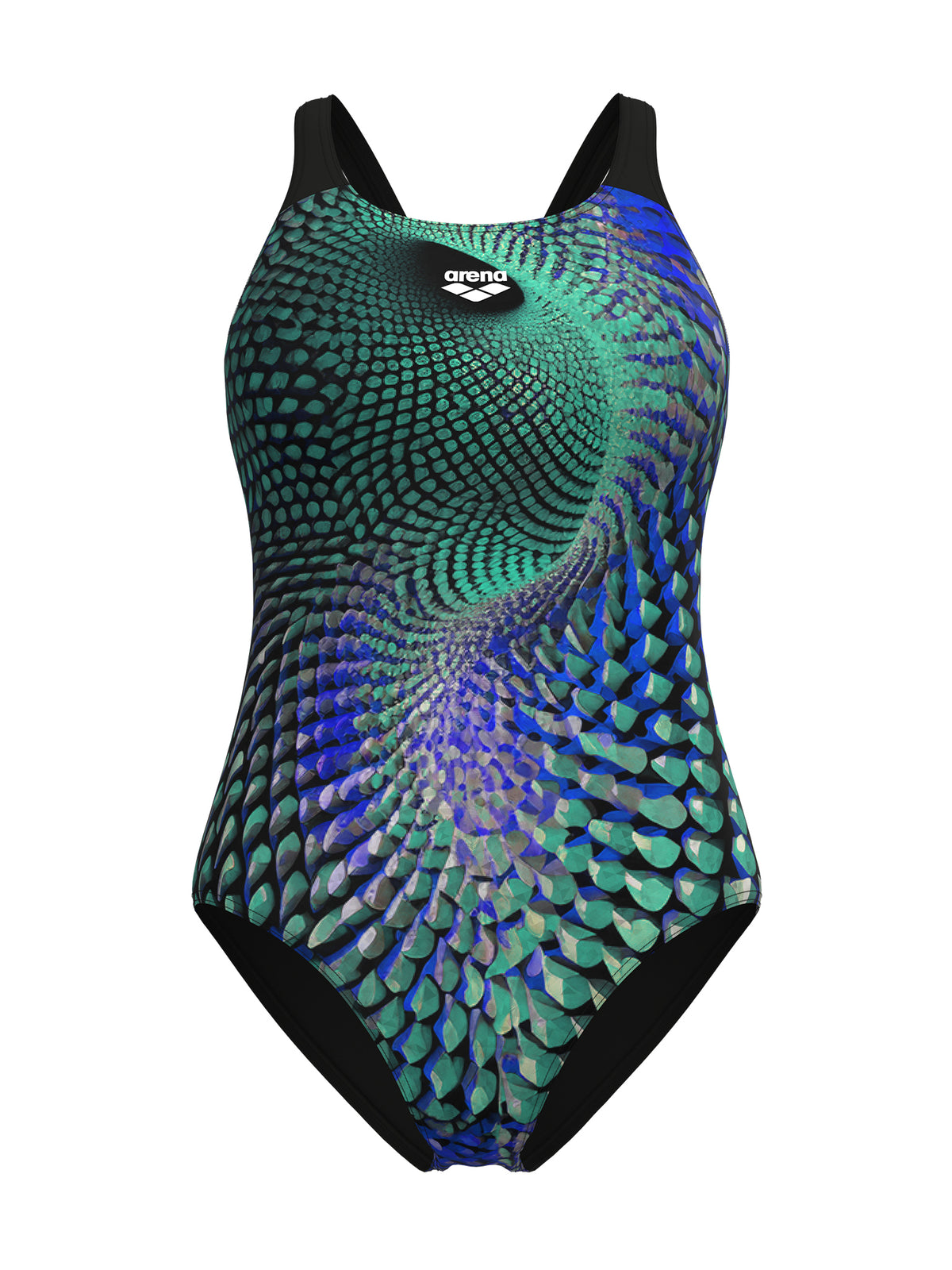 Women’s Peacock Swim Pro Back One-Piece Swimsuit – Multi Green/Black