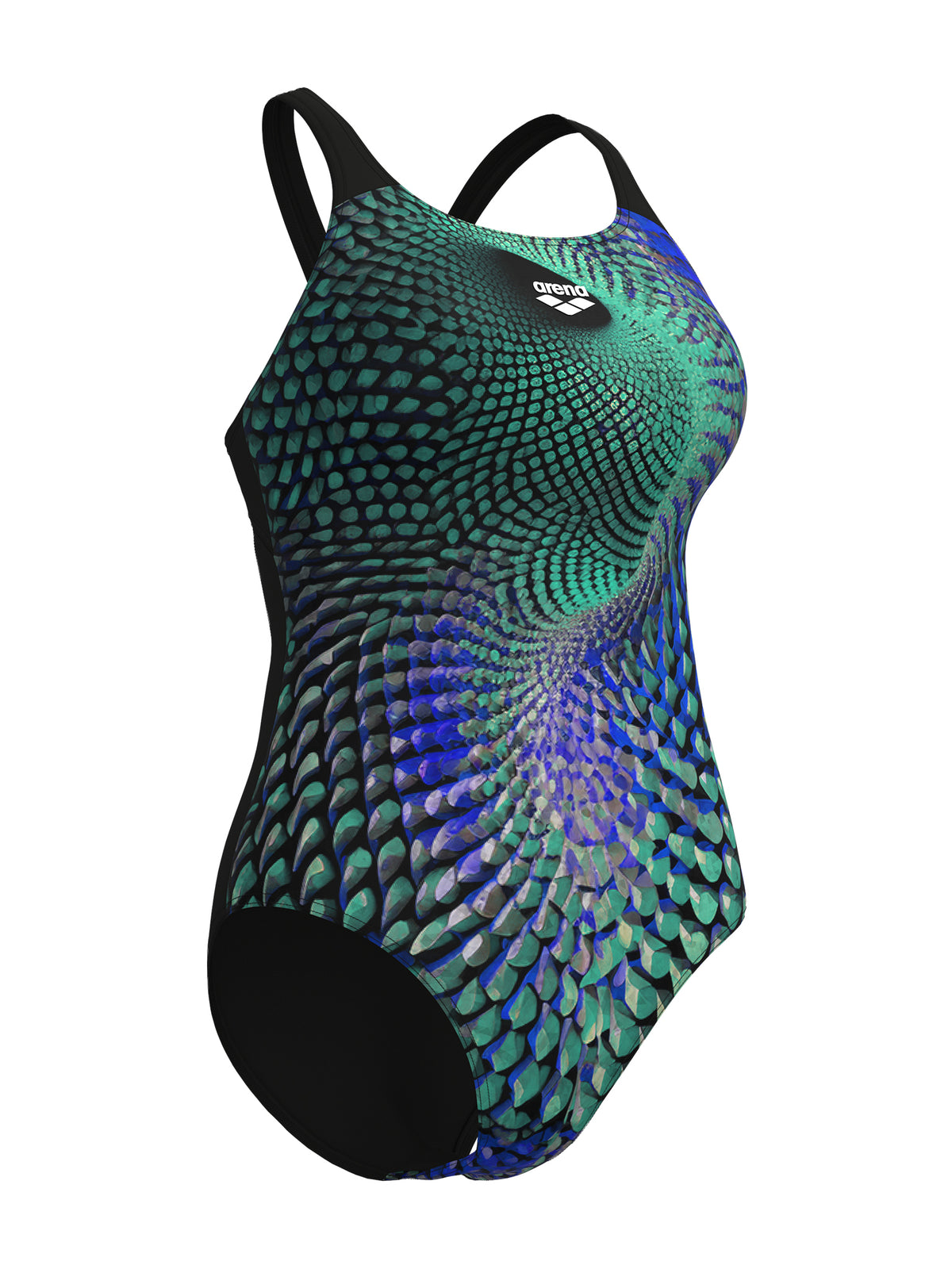 Women’s Peacock Swim Pro Back One-Piece Swimsuit – Multi Green/Black