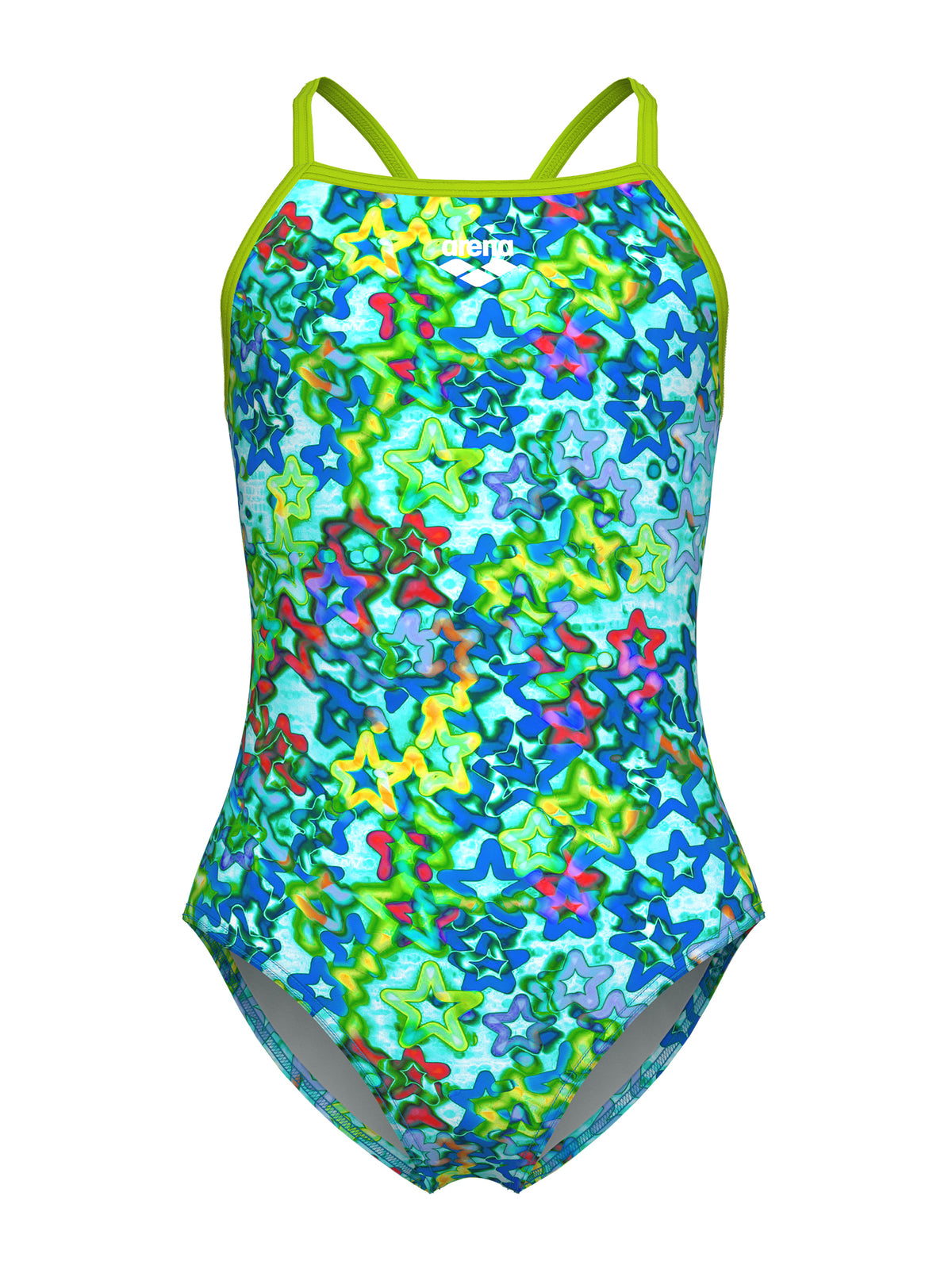 Maillot de bain une pièce Stars Lightdrop Back pour filles – Multi Bleu/Artic Lime