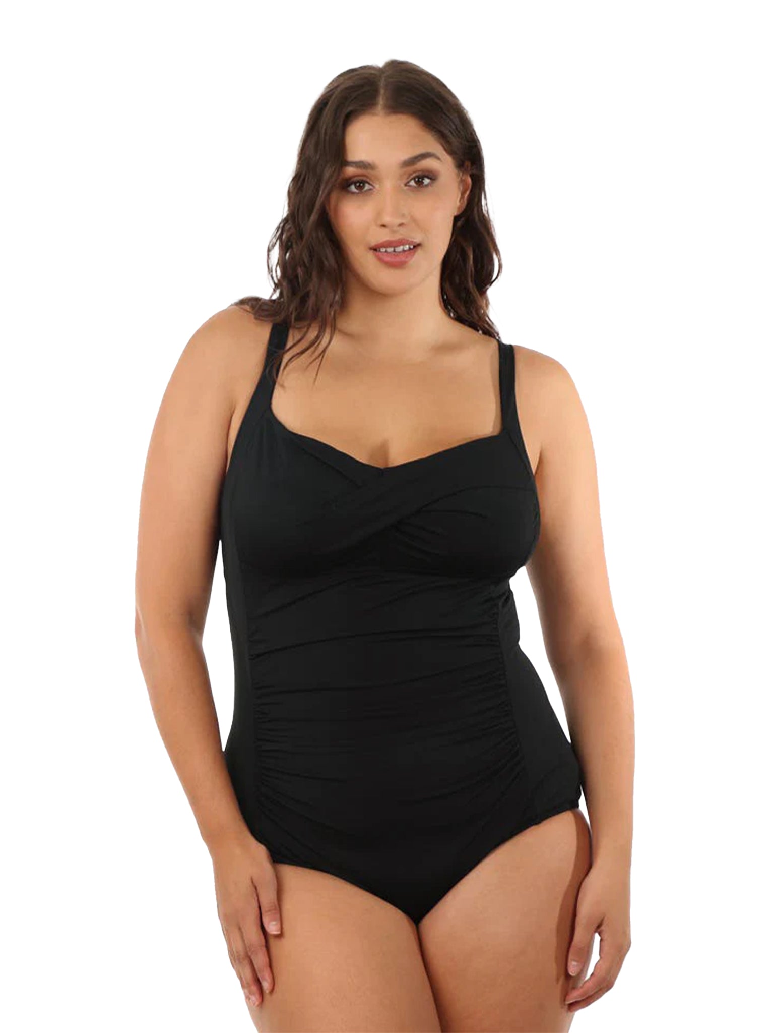 Maillot de bain une-pièce Ruched pour femmes - Still Black