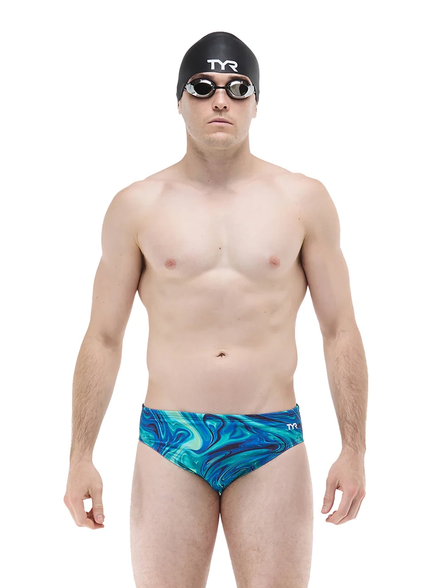 Men's Durafast Elite Olea Swim Brief - Blue/Green