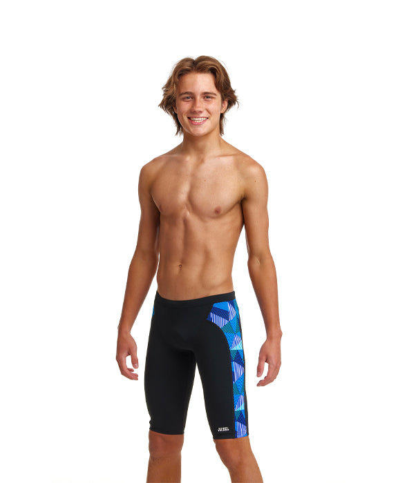 Cuissard de natation garçon - Blue bars||Boy's jammer - Blue bars